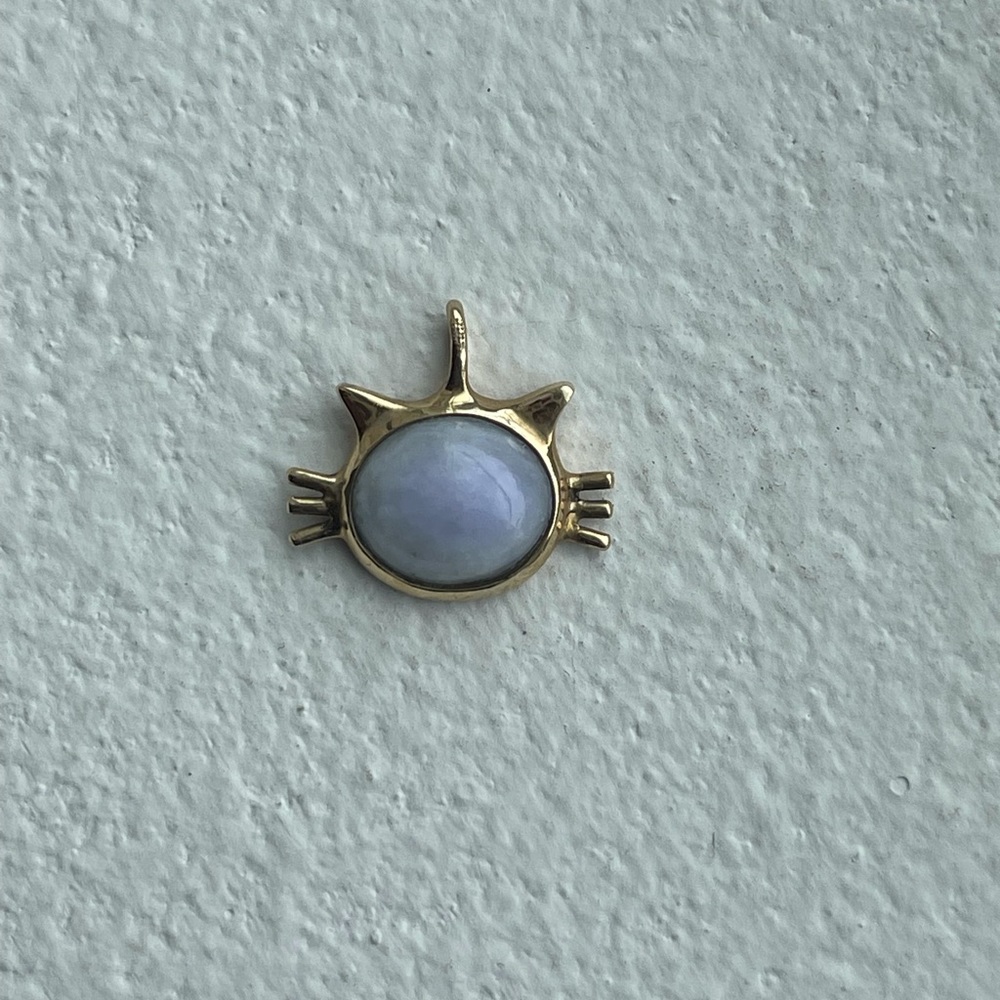 Custom made14k  jade cat pendant charm.